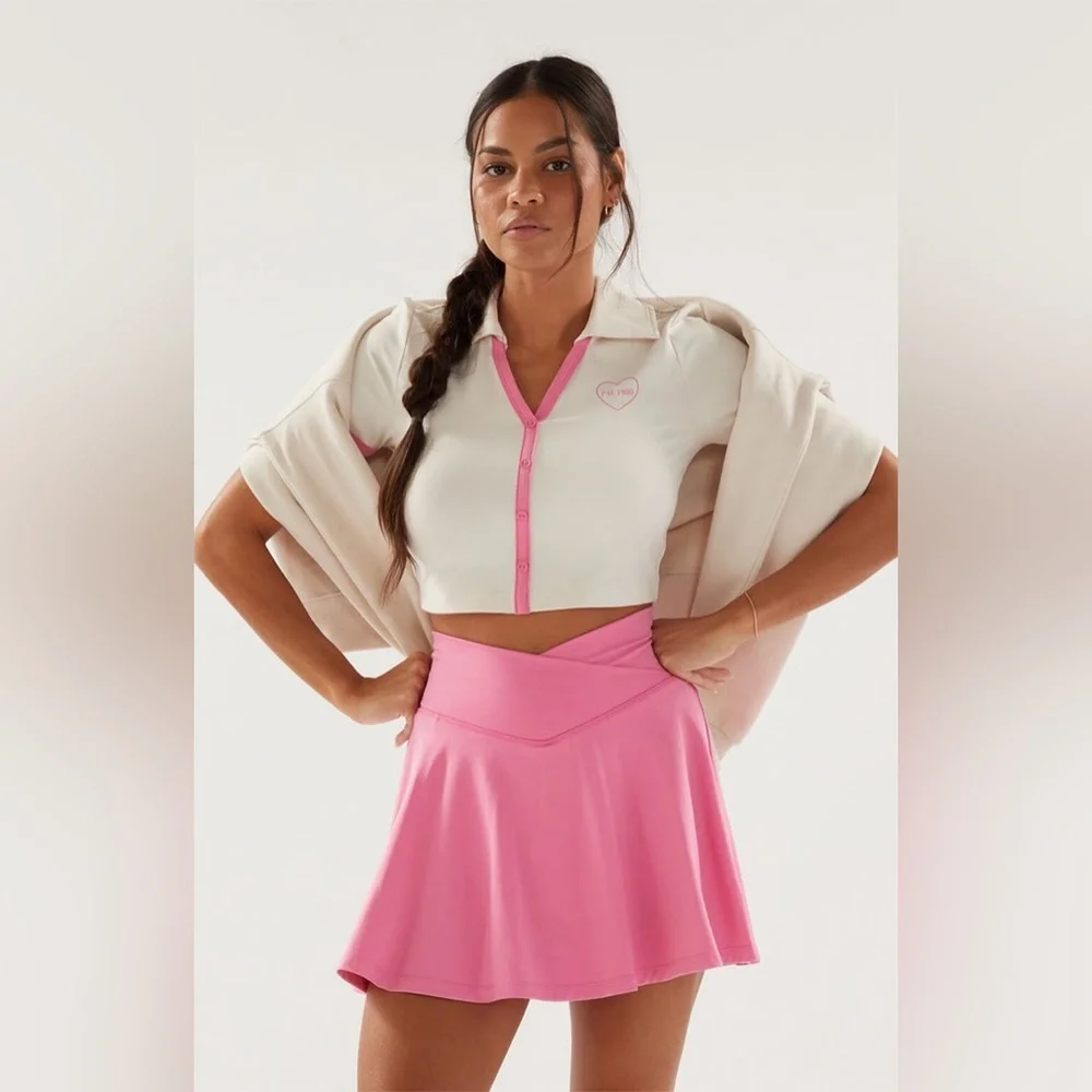 PacSun | PAC 1980 WHISPER Active Crossover Front Mini Skirt in Pink Medium
